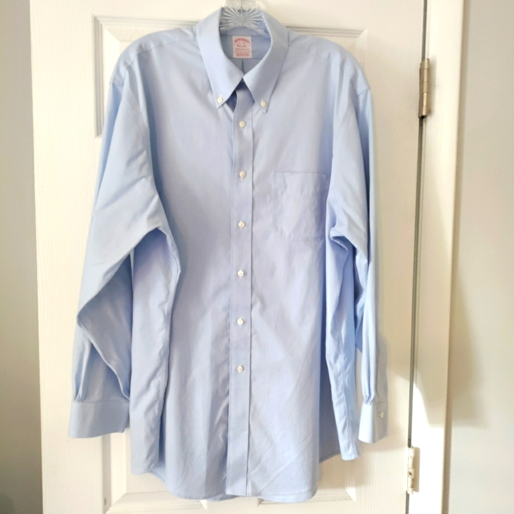 Brooks Brothers Madison Fit Blue Dress Shirt, Size:  17-34